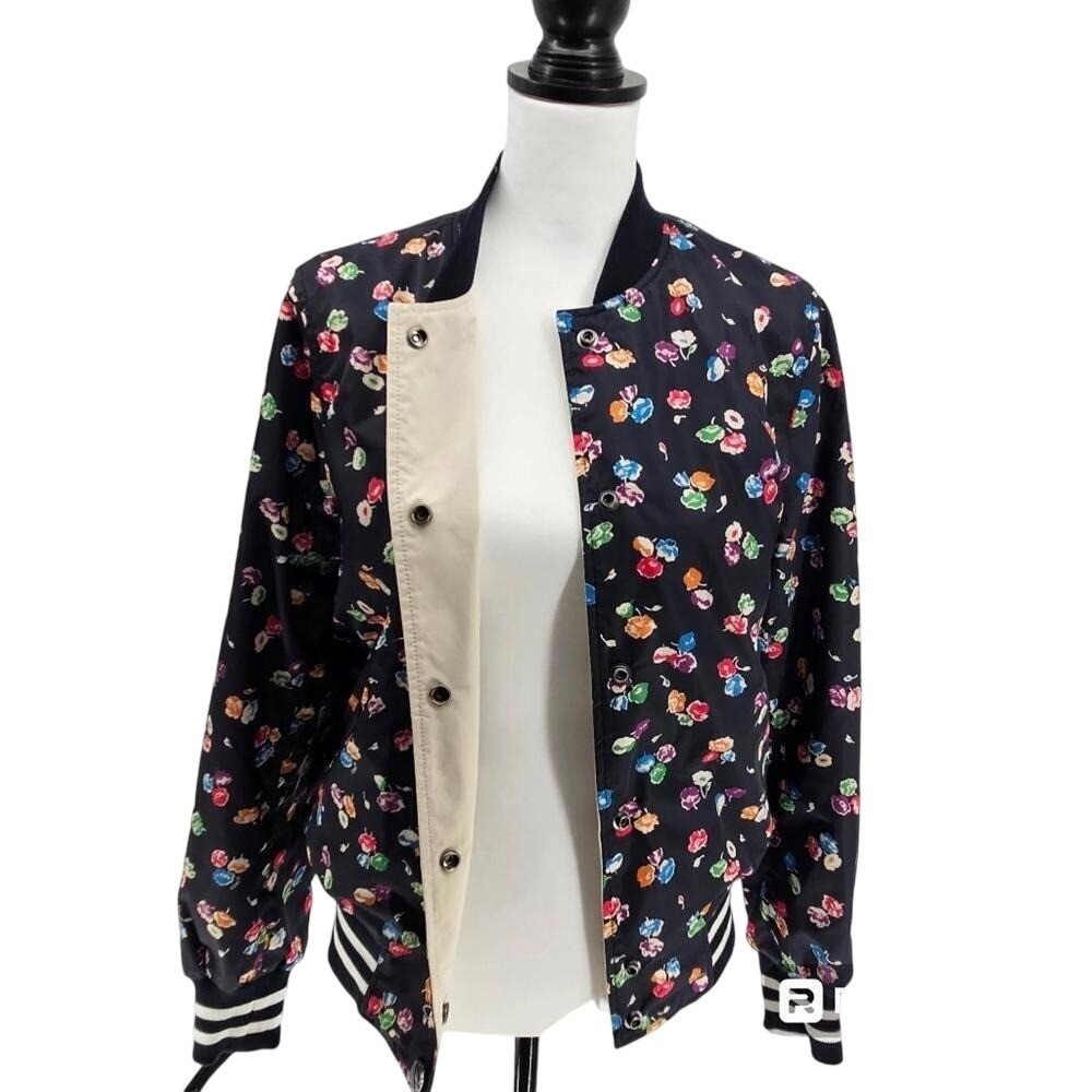 Coach Reversible Bomber Jacket Womens S Black Floral NYC 41 Varsity Coat - Picture 6 of 13